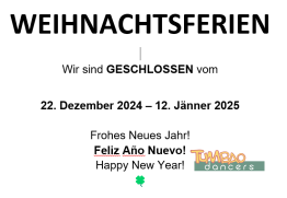 Tumbao Dance Studio Weihnachtsferien